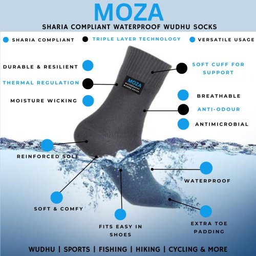 Moza Wudhu Socks [HL365] -Single - Black and colour  