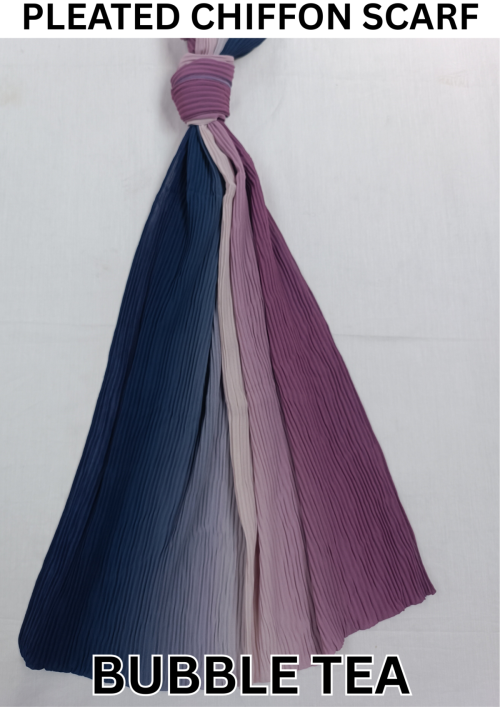 New Ombre 3 Tone Pleated Chiffon Scarf - HS309 